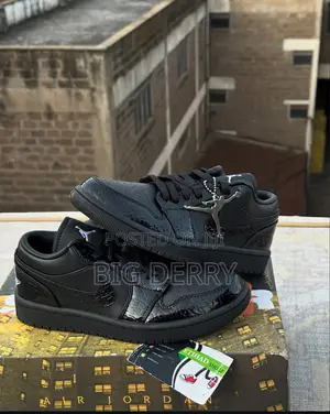 Jordan 1 Low Patent Elephant Black