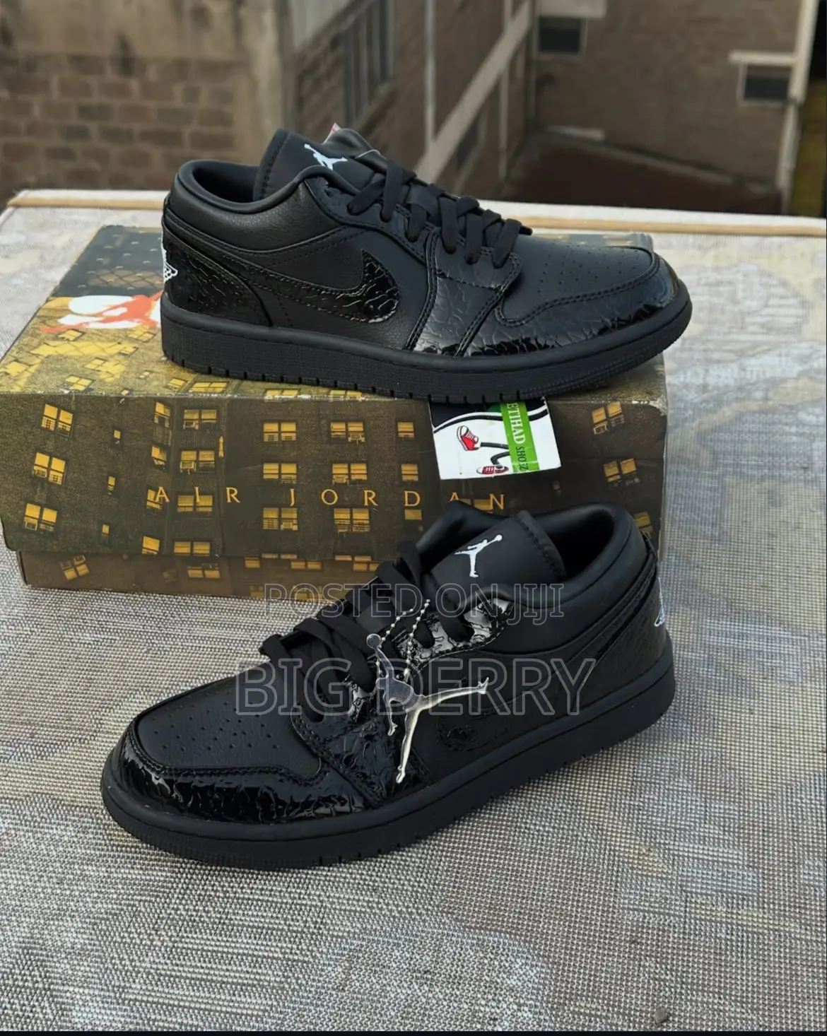 Jordan 1 Low Patent Elephant Black
