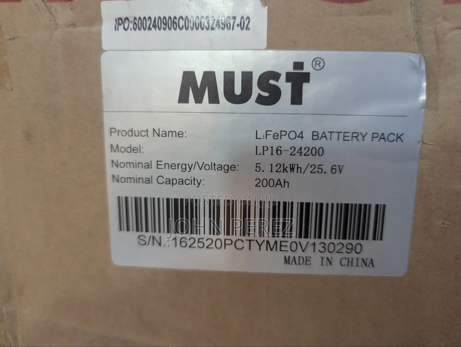 24v 200ah 5.12kwh Must Lithium Battery