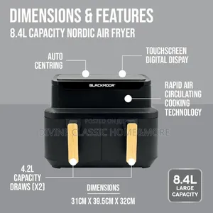8.4lit Blackmoor Dual Air Fryer Oven (2600w)