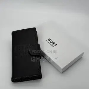 Genuine Leather Long Wallet Black Brown