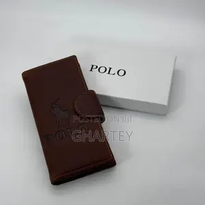 Genuine Leather Long Wallet Black Brown