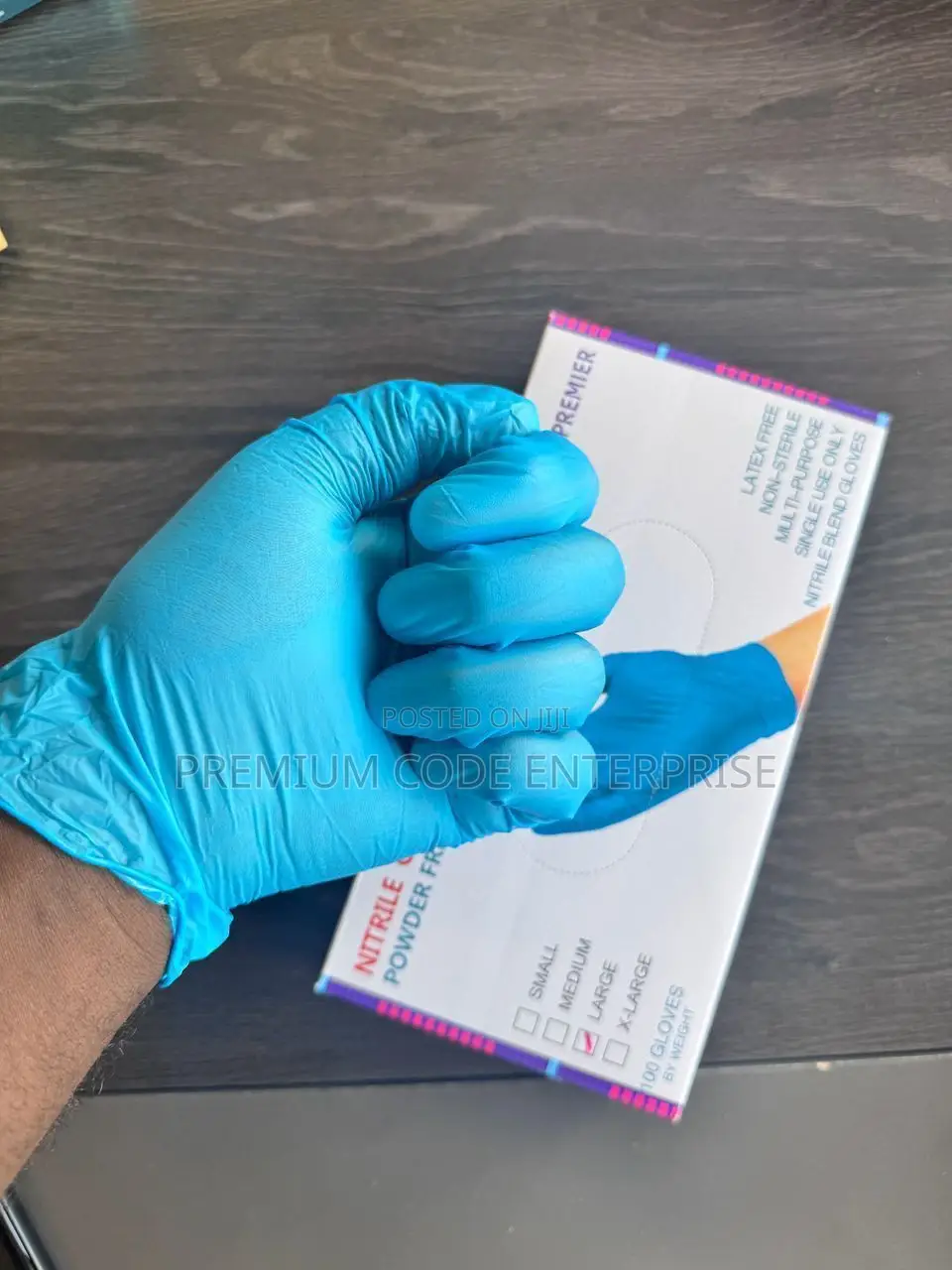 Blue Nitrile Blend Gloves–Powderfree, Non-elastic100pcs/Pack