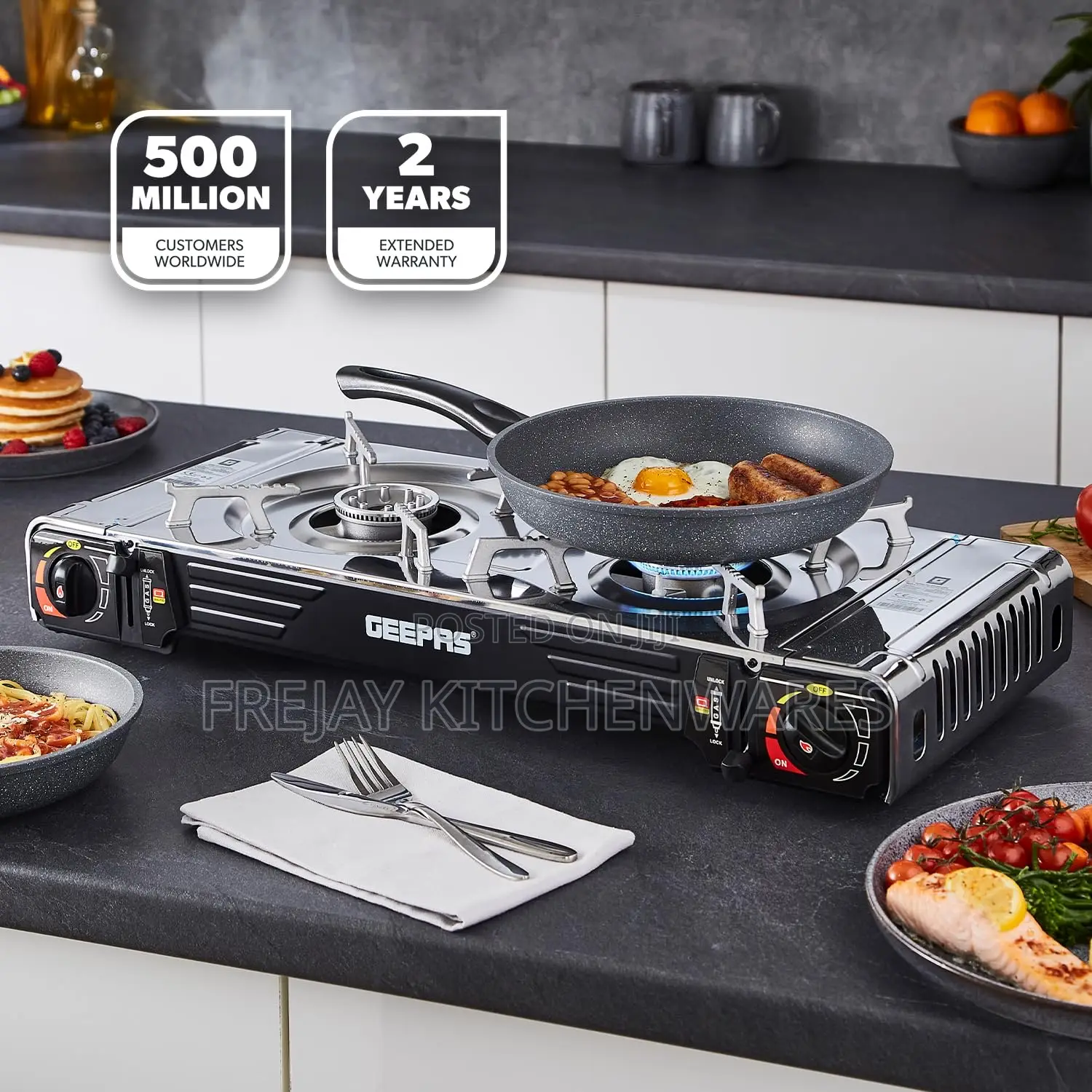 Geepas Portable Camping Gas Stove, Double Burner