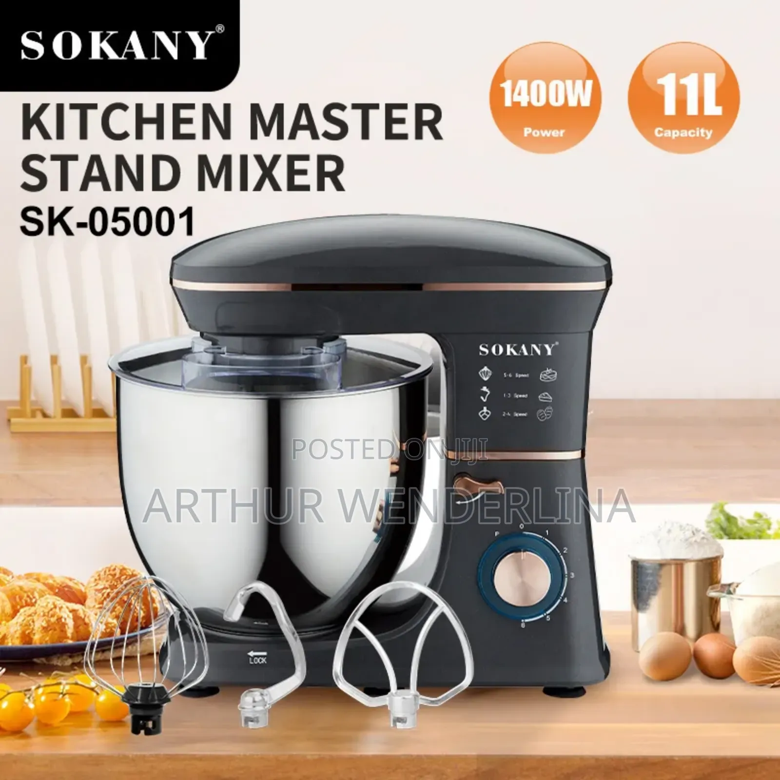 Sokany Stand Mixer With 6 Speeds 11l Capacity Pulse Fun.