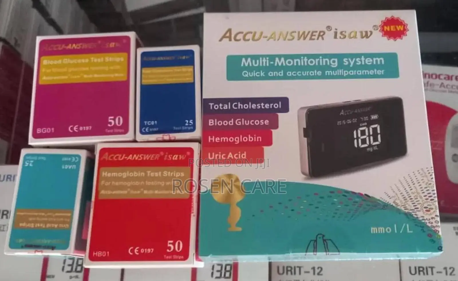 Accu Answer Machine Cholesterol Hb Glucose Uric Acid Monitor Device