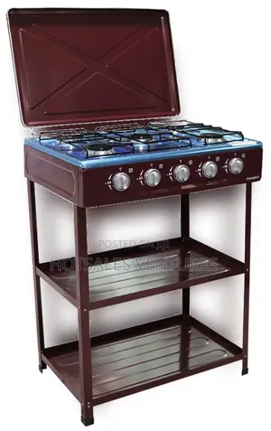 Efficient Nasco 5 Burner Gas Stove With 2 Shelve Stands