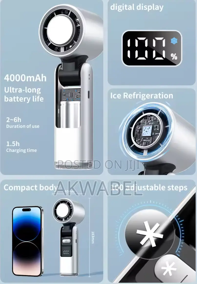 Air Condition Handheld Fan • High Speed Rechargeable Ice Cool Hand Fan