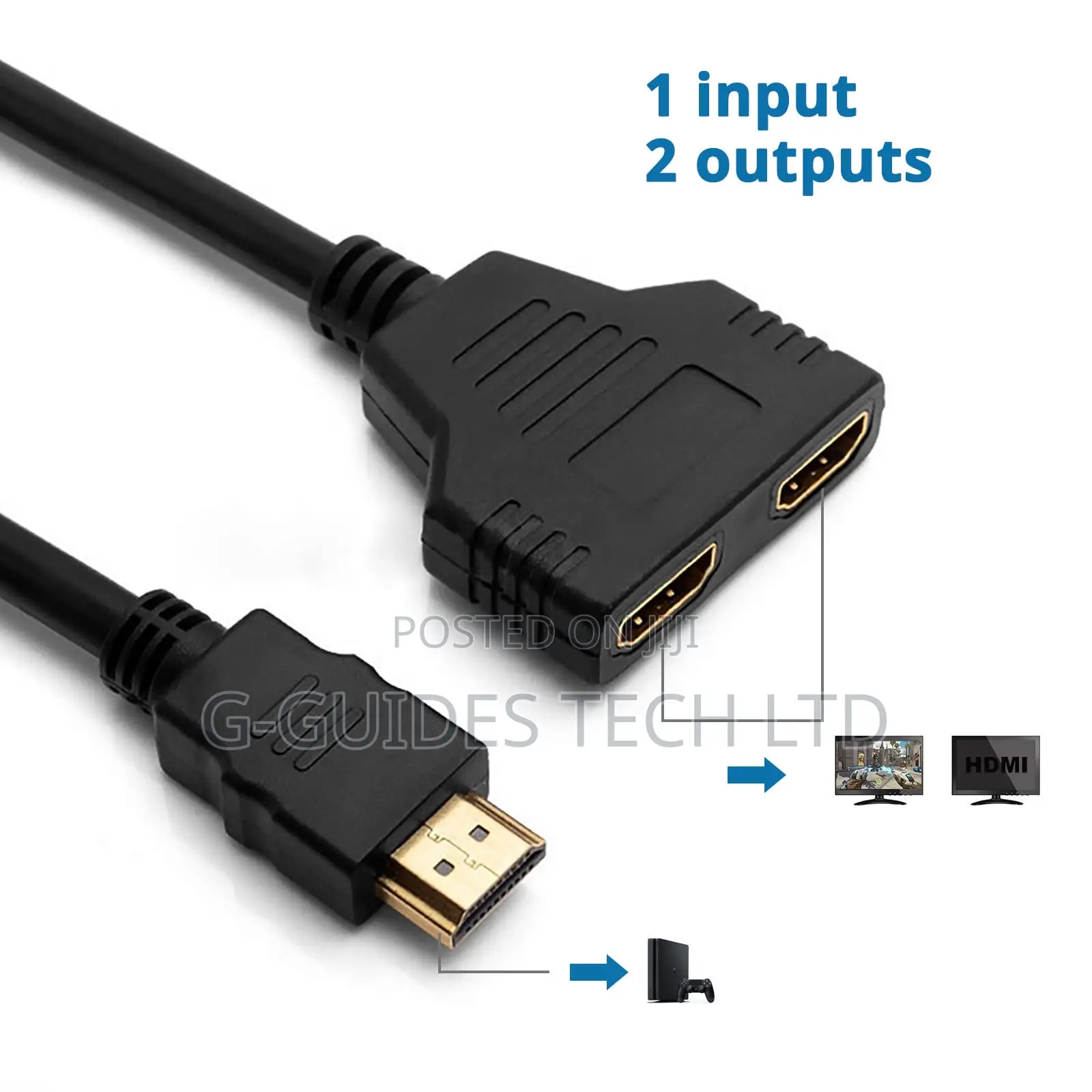 1-in 2-Out Hdmi Splitter Cable , 1 to 2 Hdmi Splitter Cable