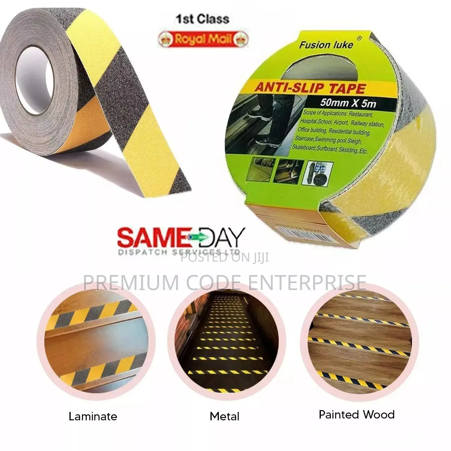 Anti-Slip Safety Tape – 50mm X 5m Black/Yellow