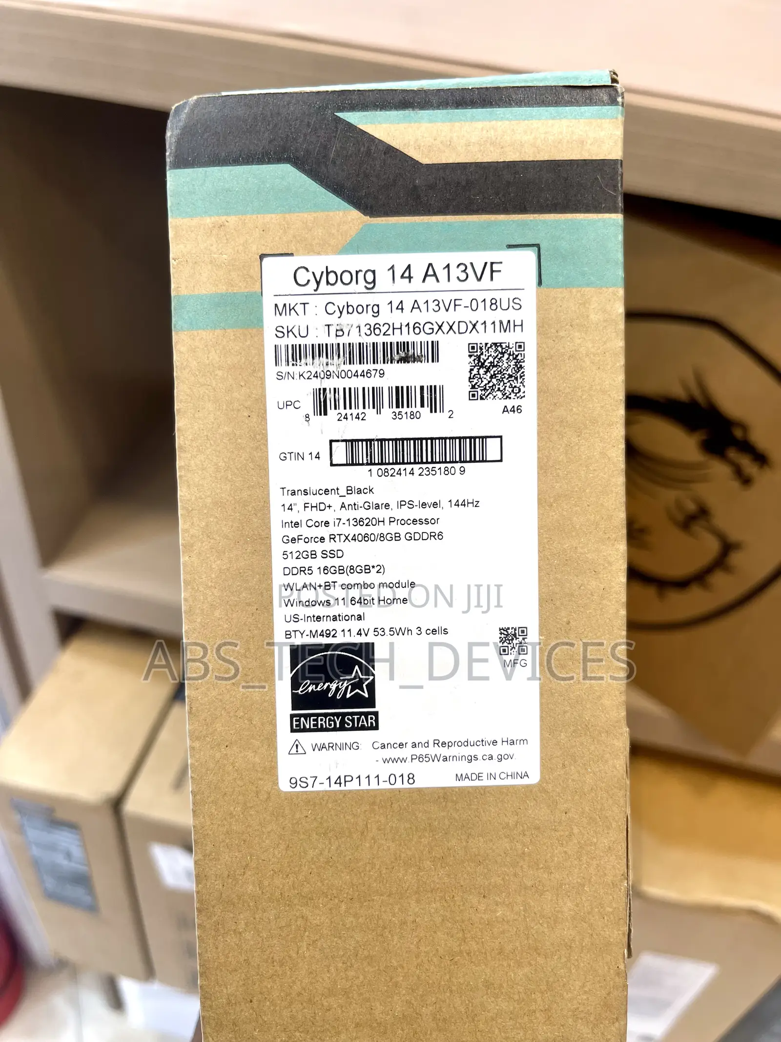 New Laptop MSI Cyborg 14 16GB Intel Core I7 SSD 512GB