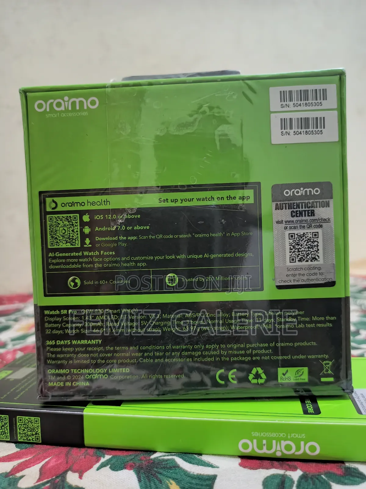 Oraimo Watch 5r Pro 1.43" Amoled 2.5d Smart Watch