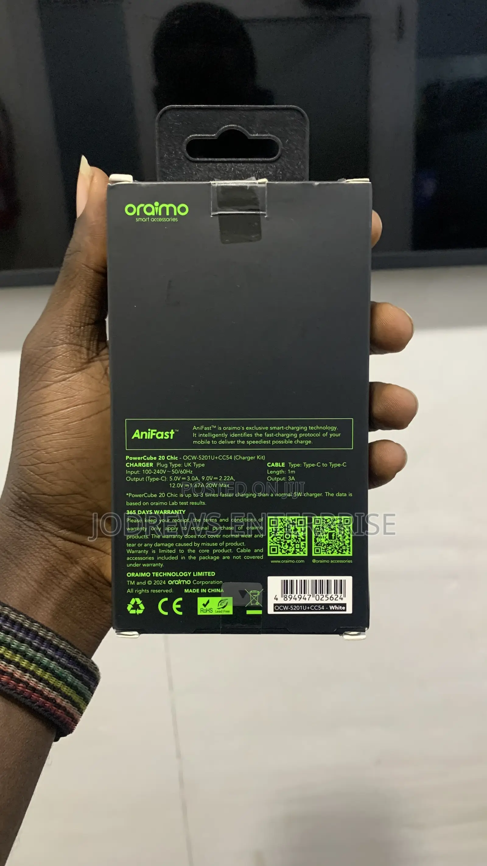Oraimo Powercube 20 Chic 20w Gan Wall Charger Kit Type C-C