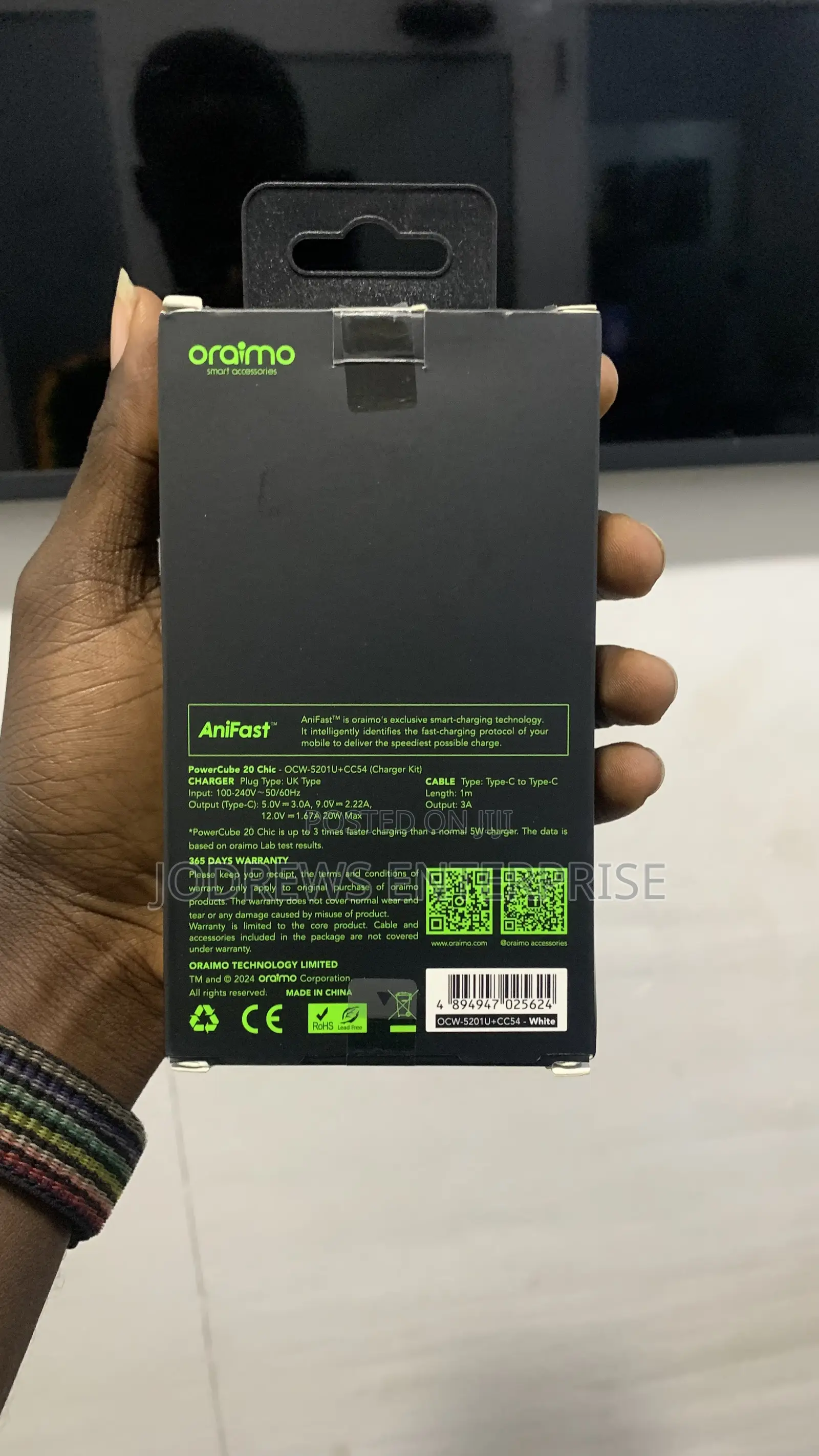 Oraimo Powercube 20 Chic 20w Gan Wall Charger Kit Type C-C