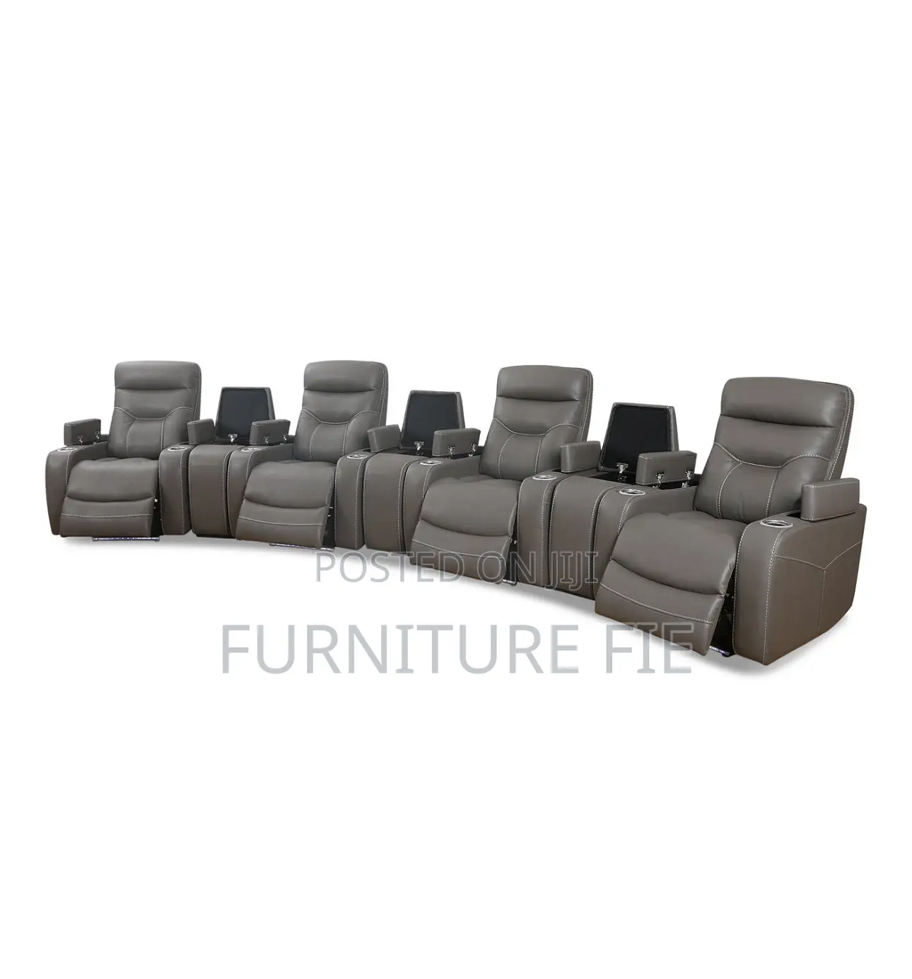 Jabarr 7-Pc. Beyond Leather Theater Seating With 3 Consoles