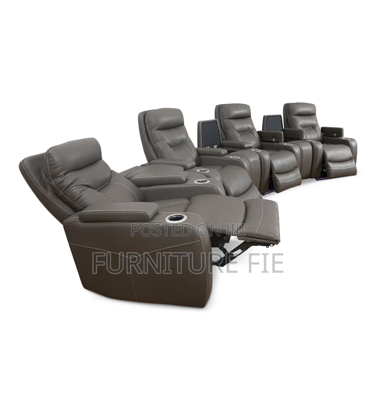 Jabarr 7-Pc. Beyond Leather Theater Seating With 3 Consoles