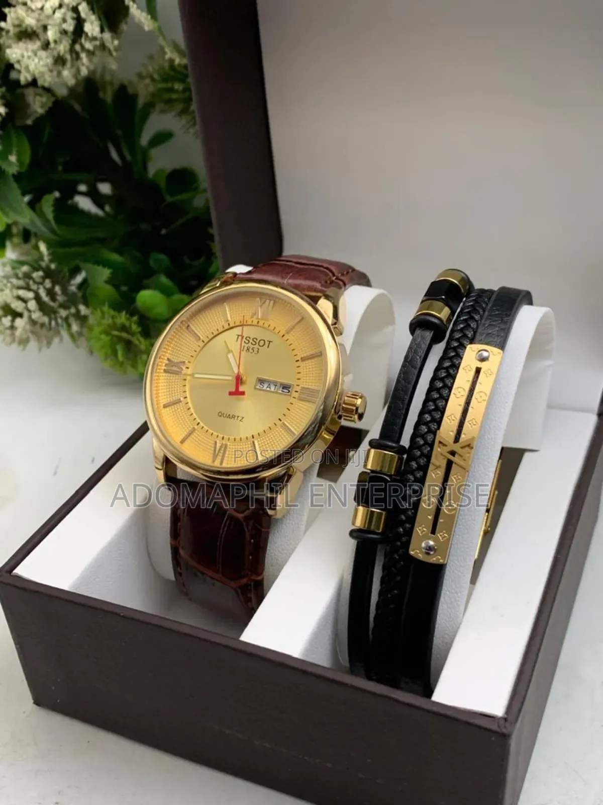 Authentic Tissot Leather Watch and Bracelet