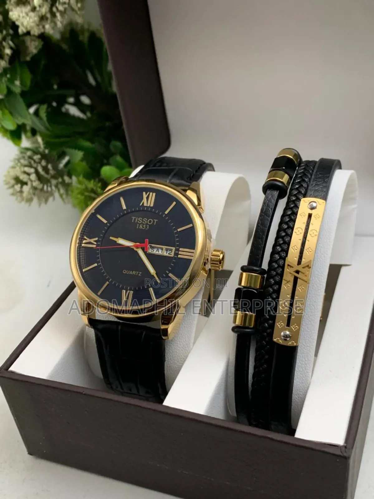 Authentic Tissot Leather Watch and Bracelet