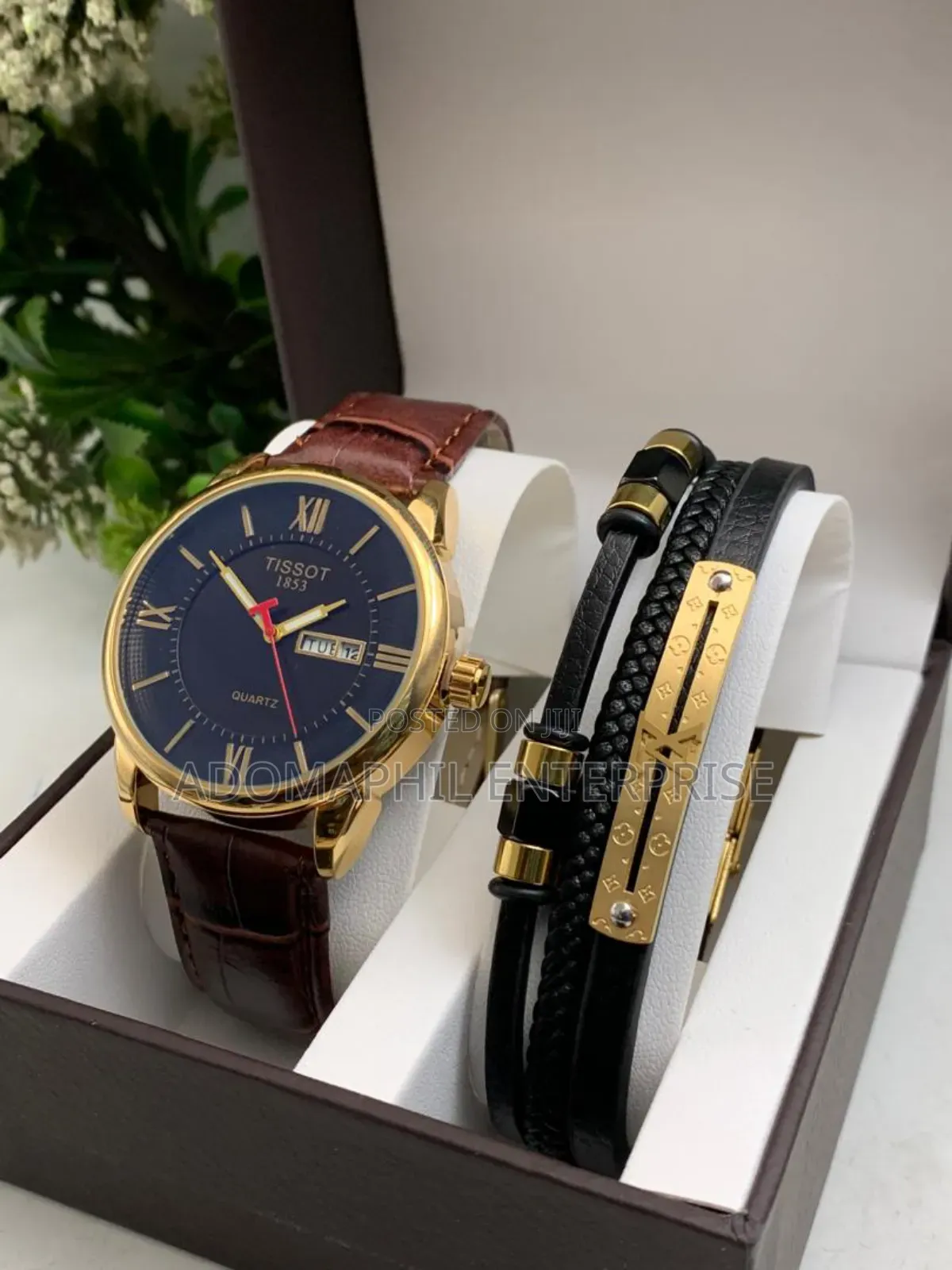 Authentic Tissot Leather Watch and Bracelet