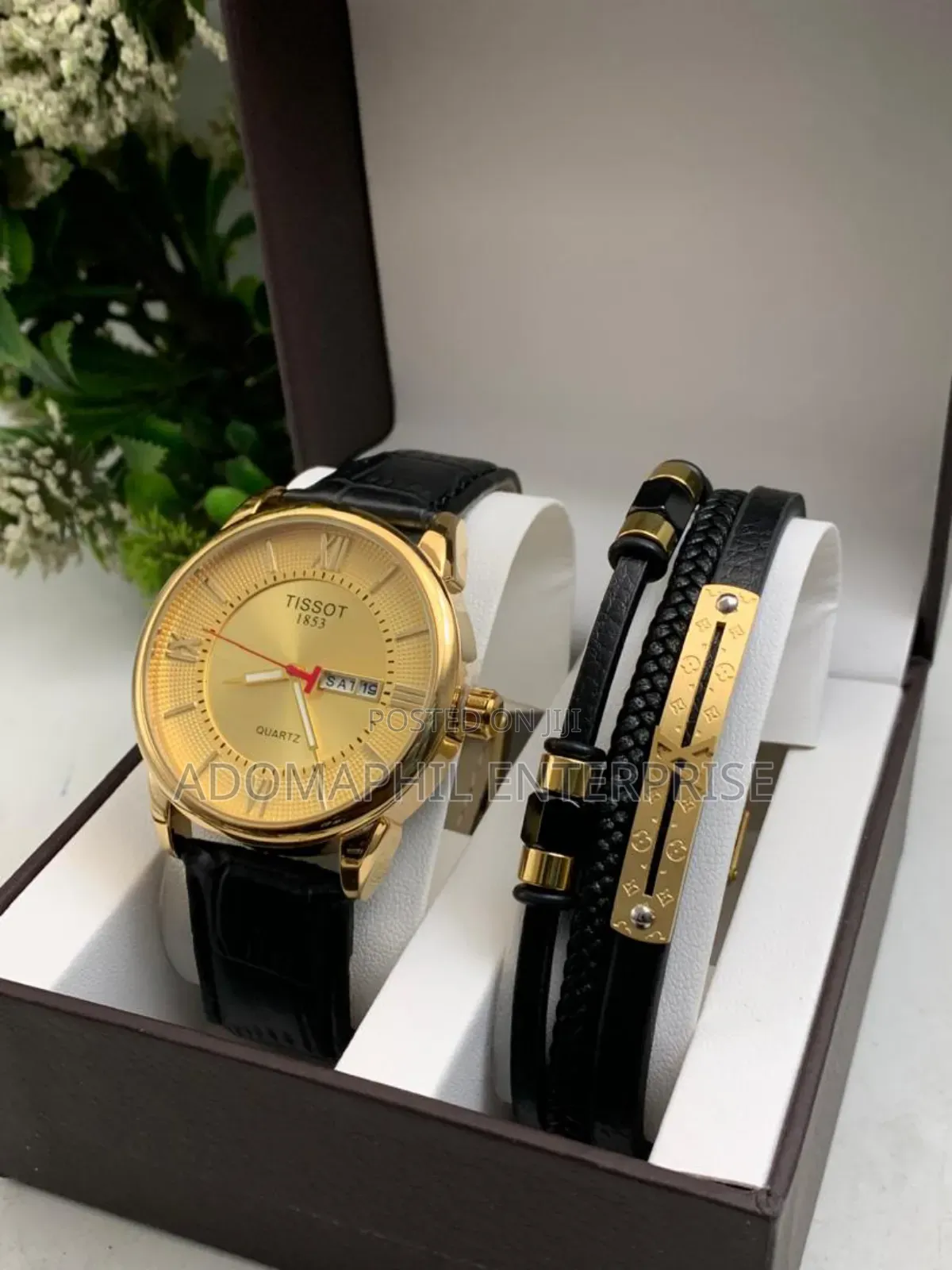 Authentic Tissot Leather Watch and Bracelet