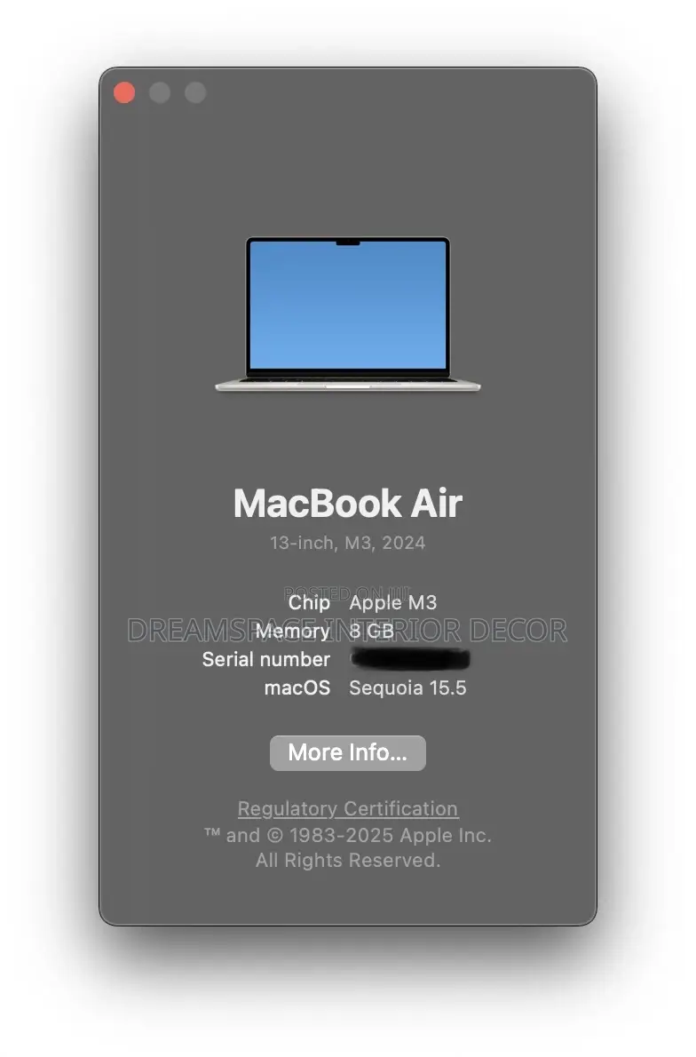 Laptop Apple MacBook Air 2024 M3 13-Inch 8GB Apple M3 SSD 256GB