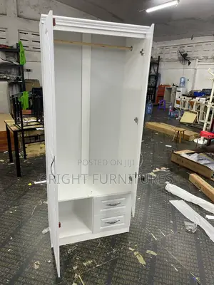 Imported Wooden 2 Doors Wardrobe With Mirror and Drawers