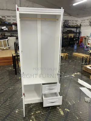 Imported Wooden 2 Doors Wardrobe With Mirror and Drawers