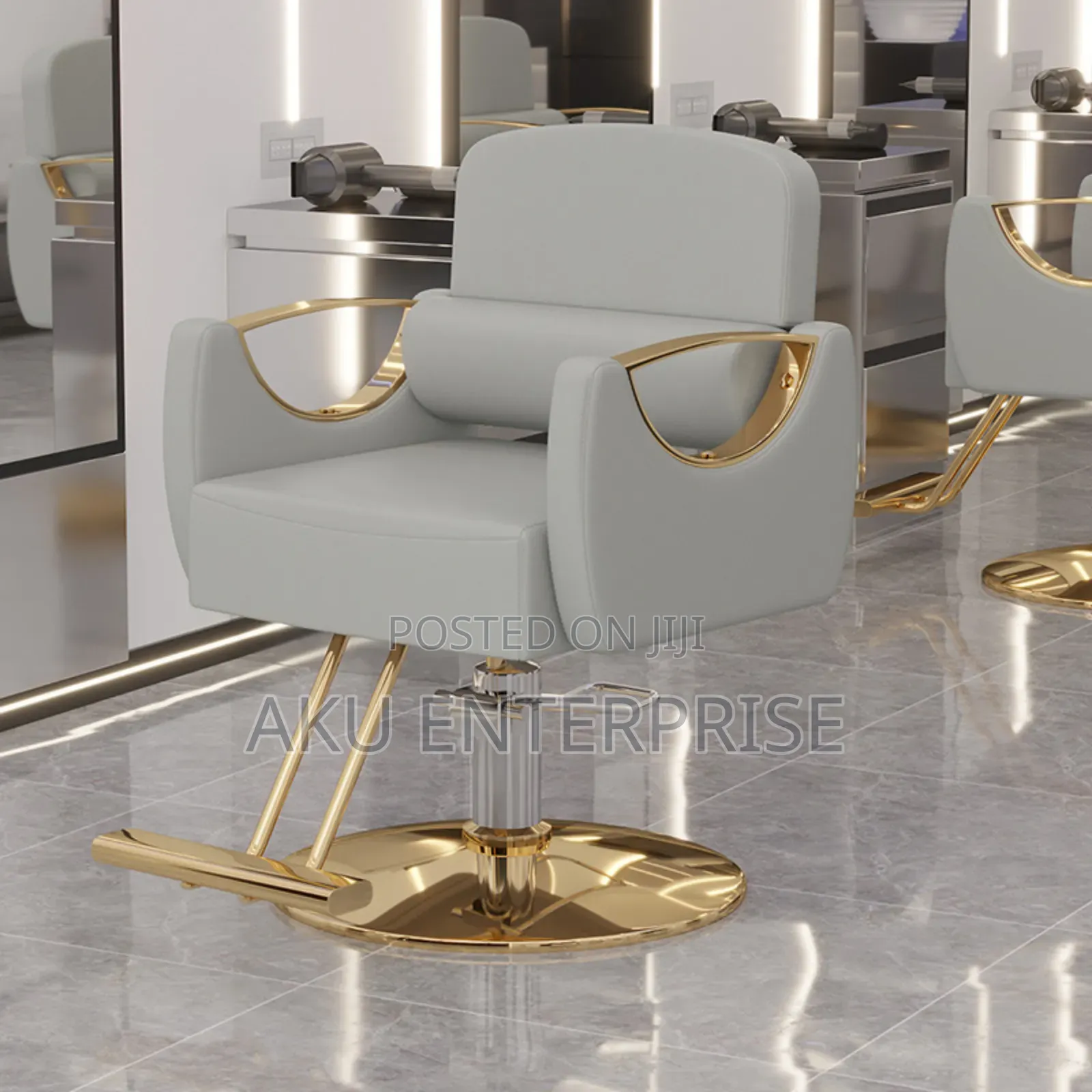 Leather Hair Saloon Chair Babar Chair Gold Legs Adjustable