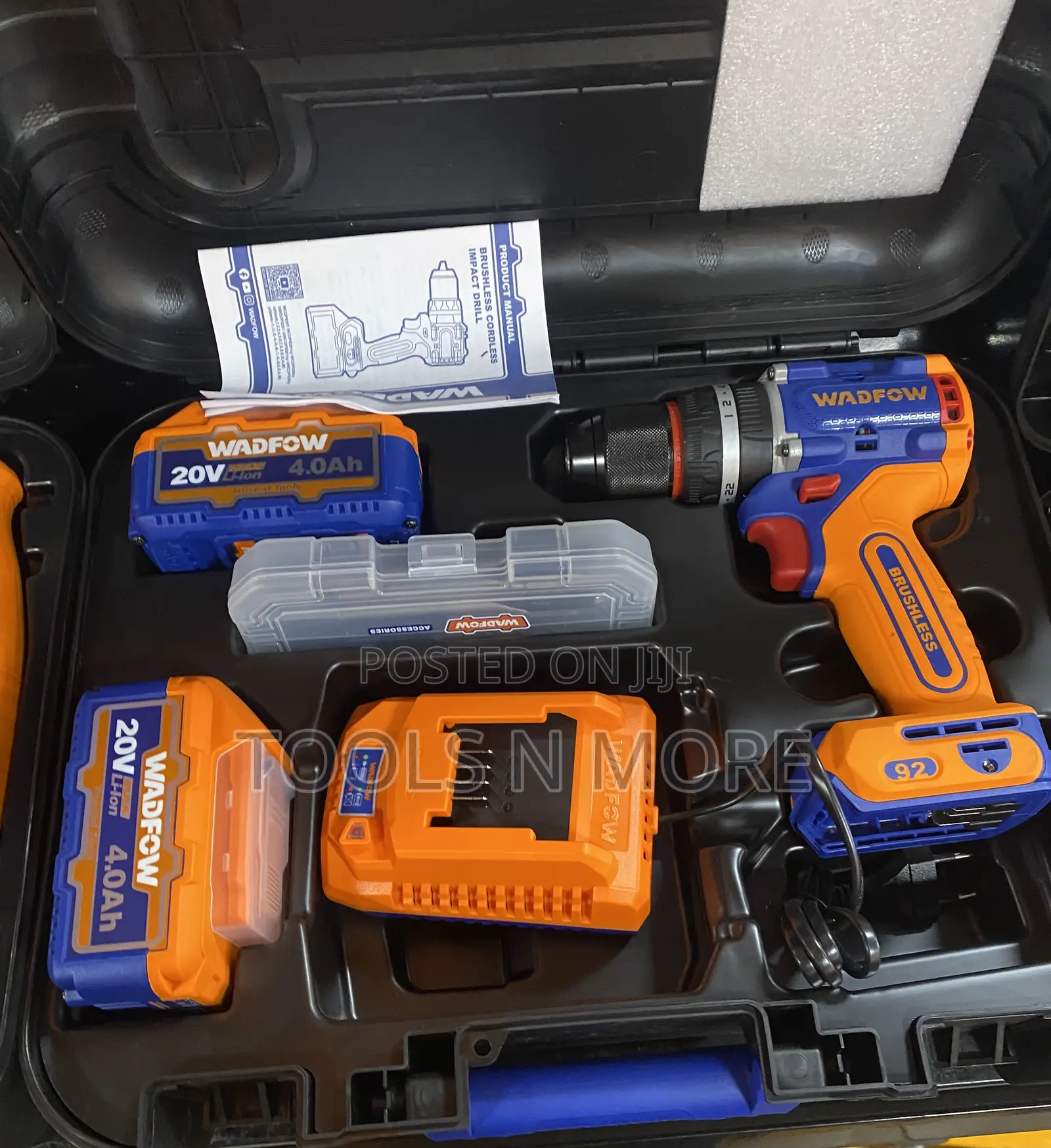 Wadfow 20v Brushless Impact Drill 92nm