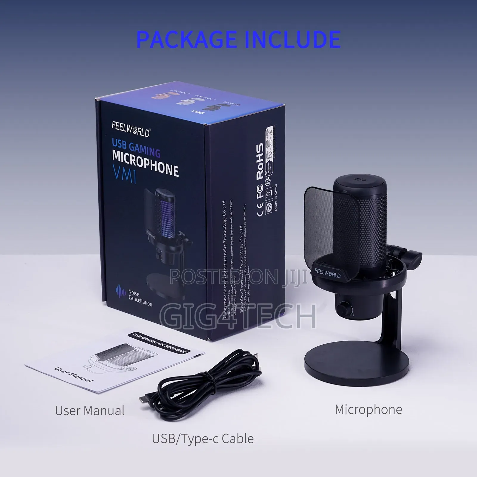 Feelworld Vm1 Gaming Pc Usb Condenser Microphone With Stand