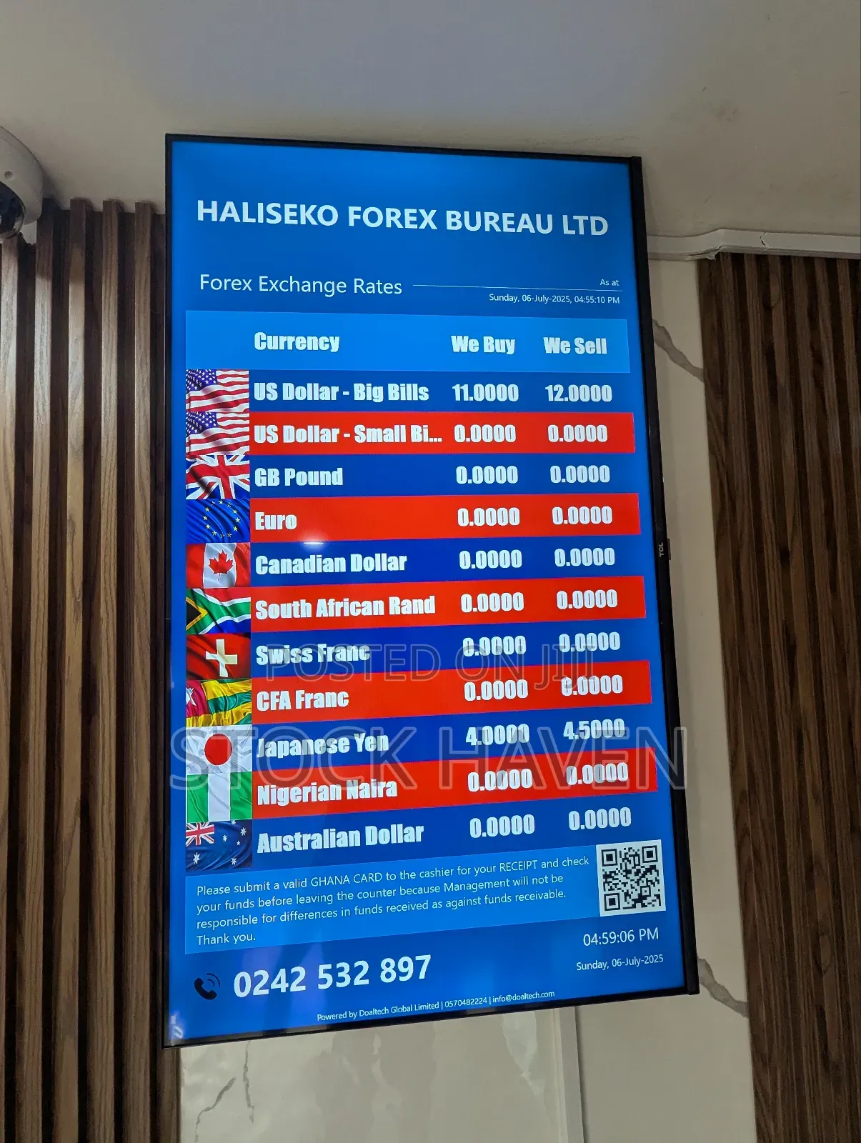 43 Inch Exchange Rates Board