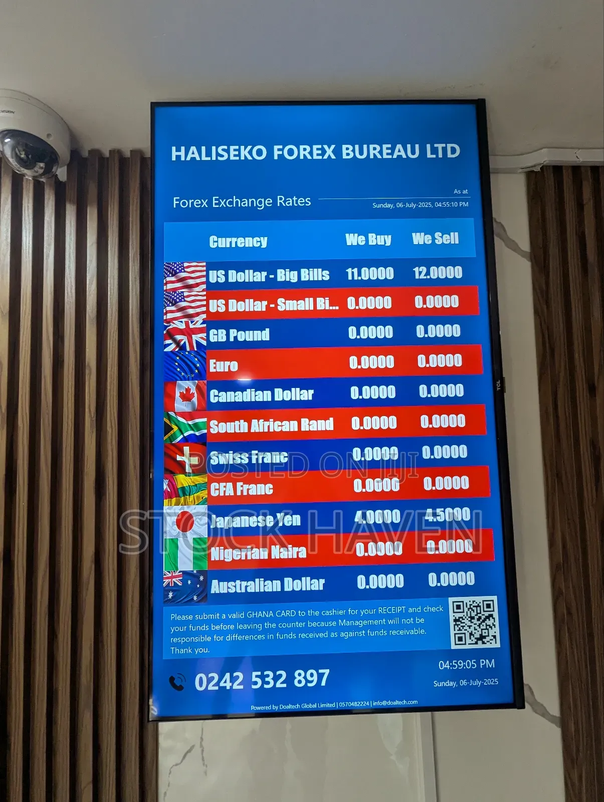 43 Inch Exchange Rates Board