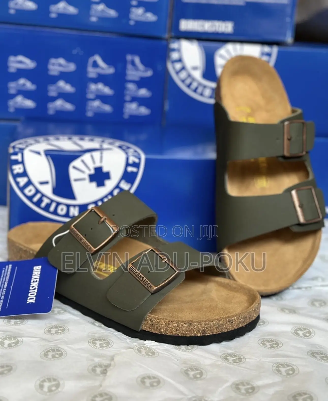Arizona Birkenstock Two-Strap Sandals “ Olive Green”.