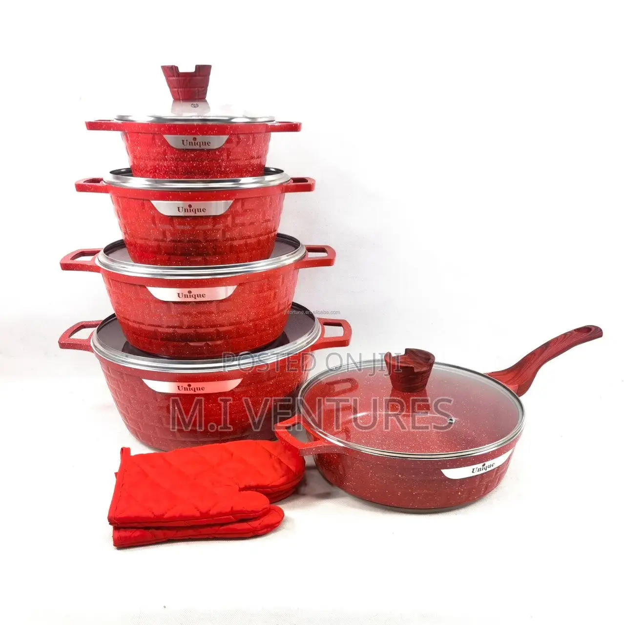 10 Pieces Unique Granite Non Stick Cookware Set