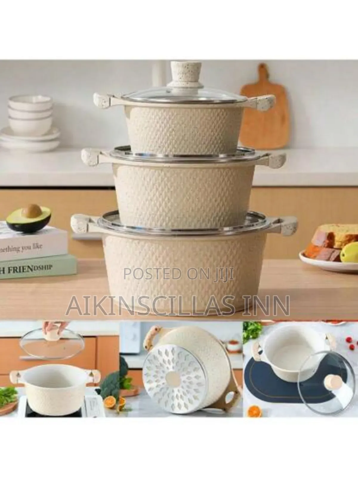 10pcs Offwhite Granite Cooking Pots/Utensils
