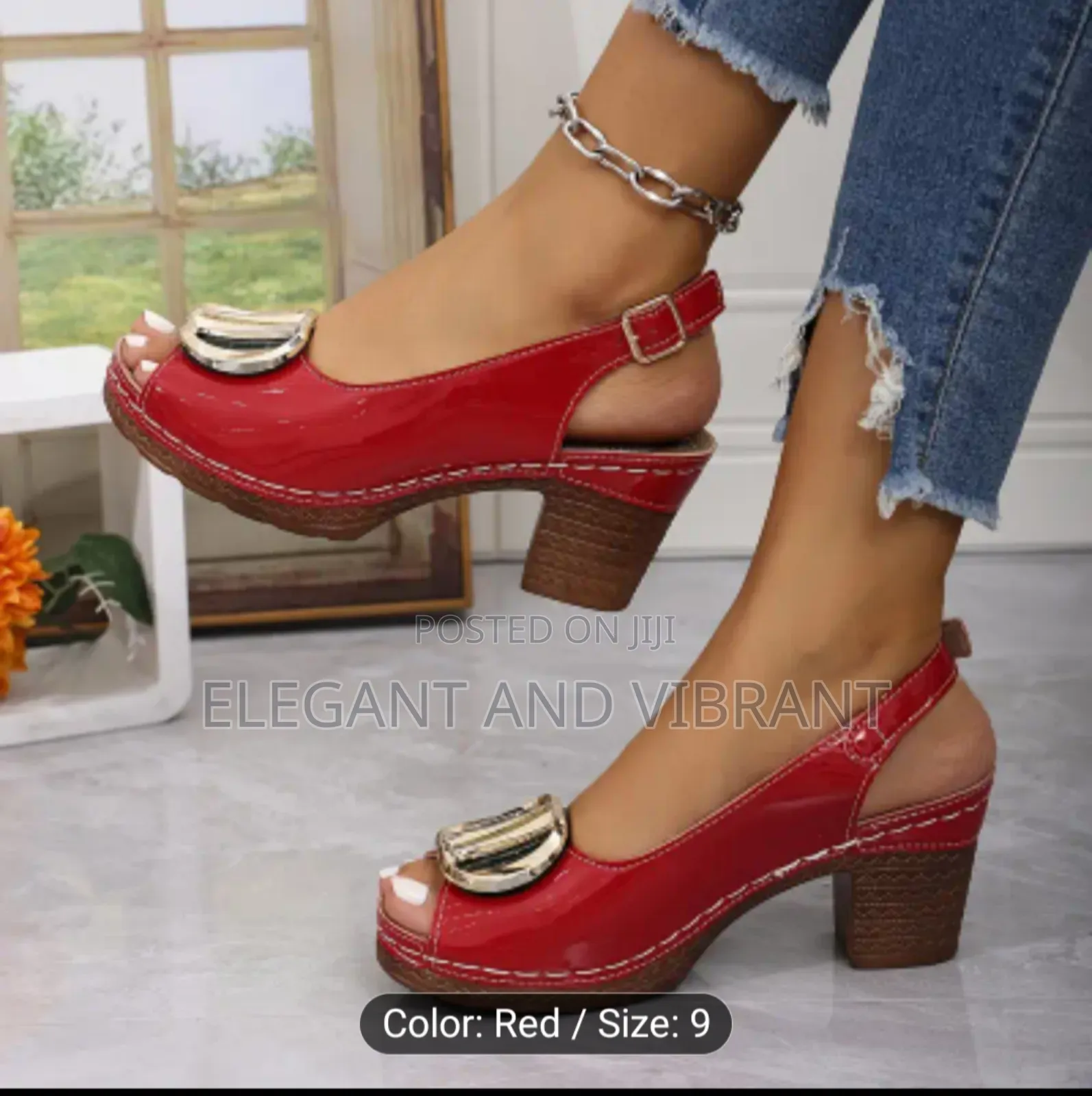 Womens Solid Color Trendy Sandal Ankle Backle Stap Platform