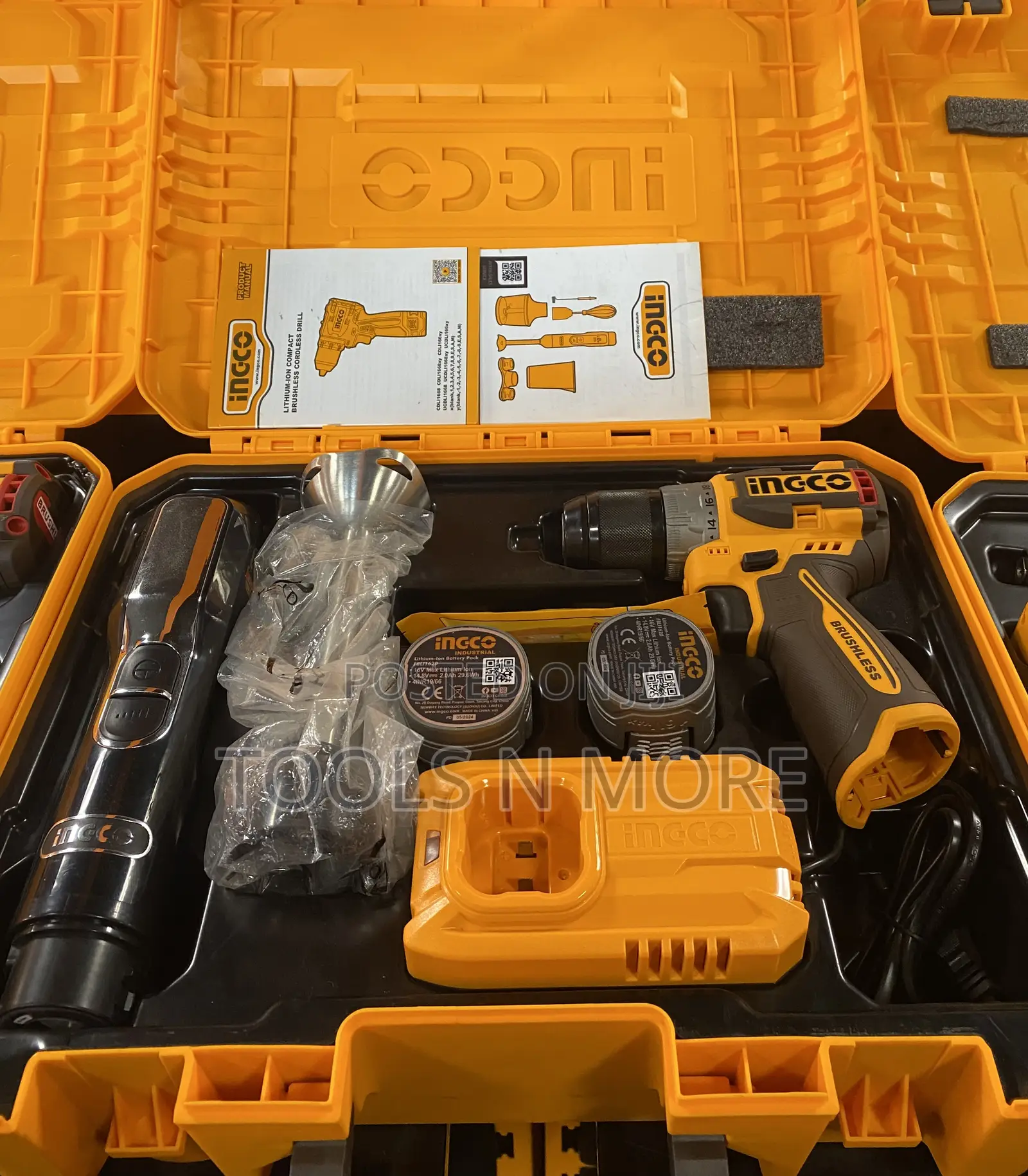 Ingco 16v Compact Cordless Drill and Hand Blender Combo