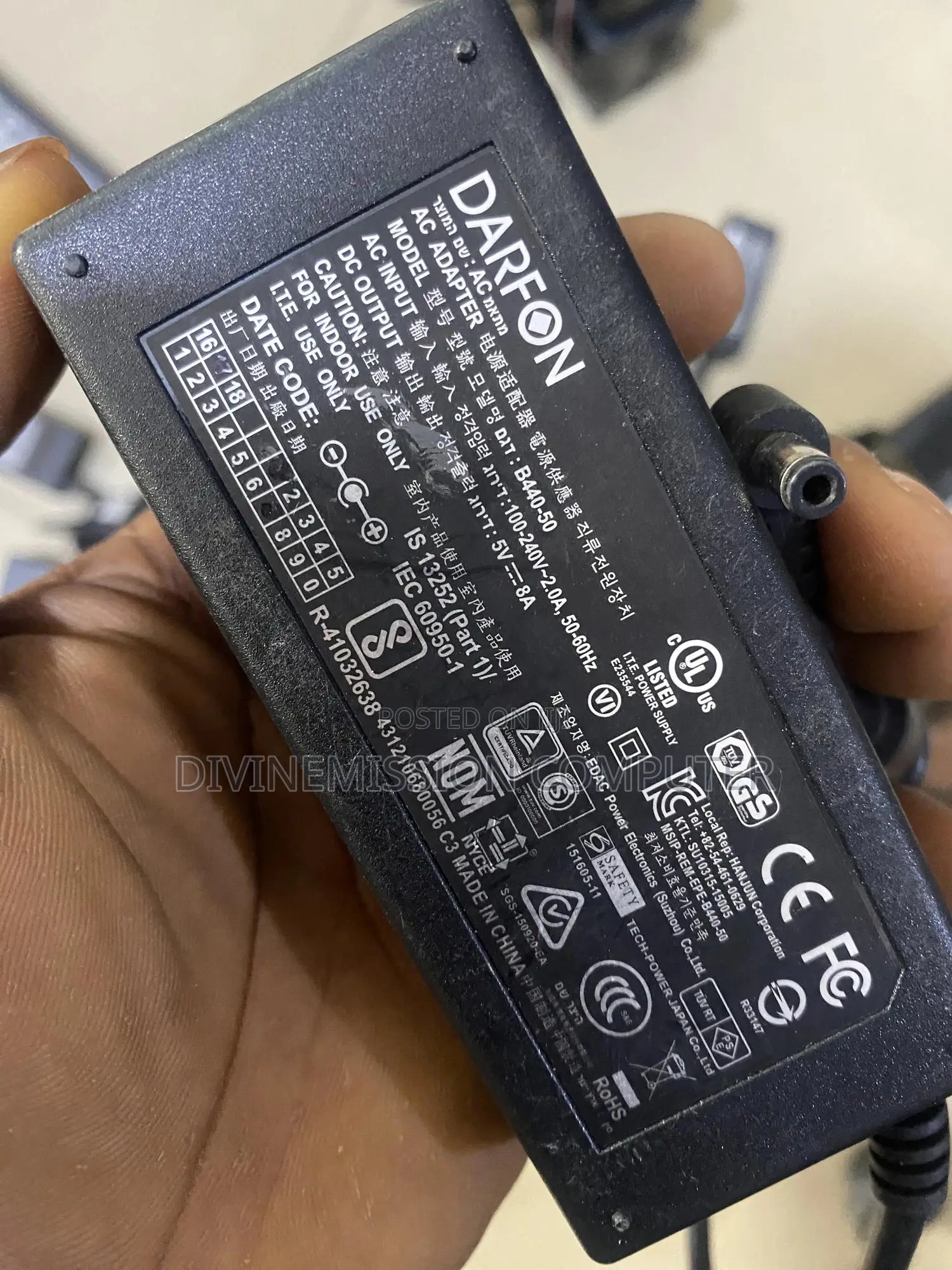 Darfon Adapter/Charger 5v—8a Model B44-50