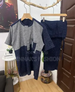Navy Blue Grey Kaftan