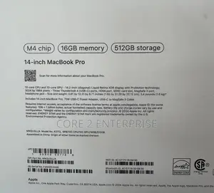 New Laptop Apple MacBook Pro 2024 M4 14-inch 16GB Apple M4 SSD 512GB