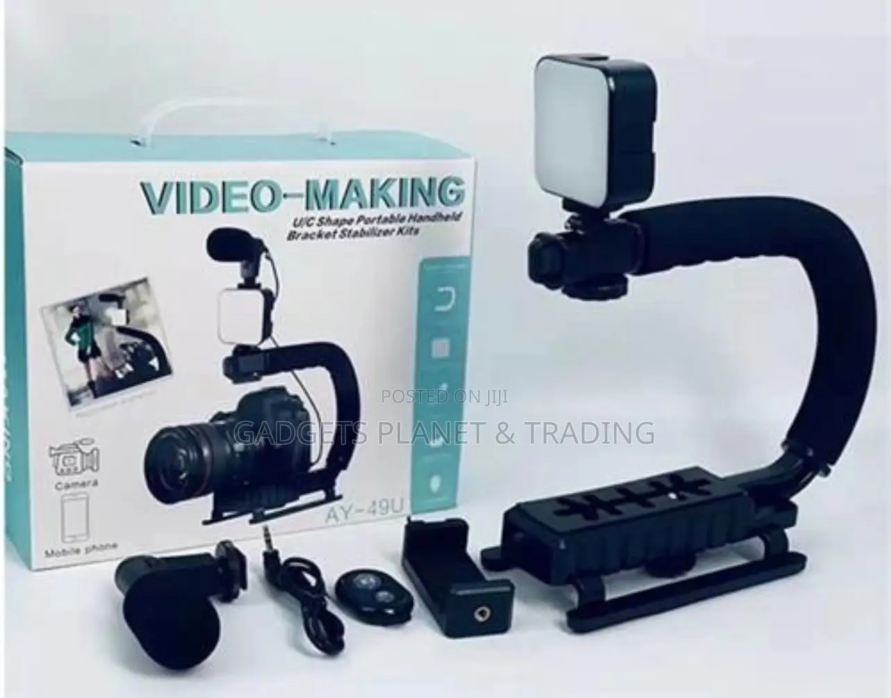Ay49u Portable Camera Stabilizer With Fill Light Mic