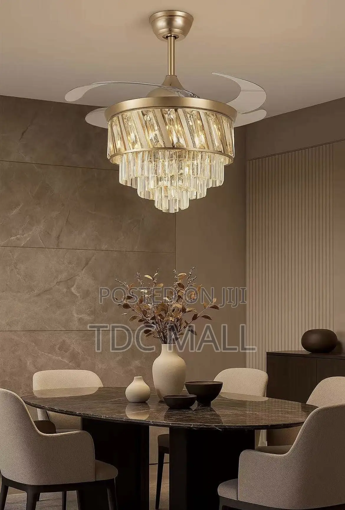 Luxury Crystal Ceiling Fanlight With Remote