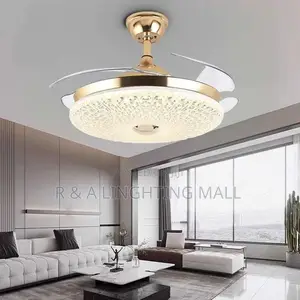 Retractable Ceiling Fan With Led Light and Remote
