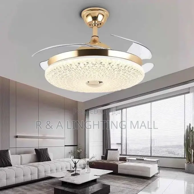 Retractable Ceiling Fan With Led Light and Remote