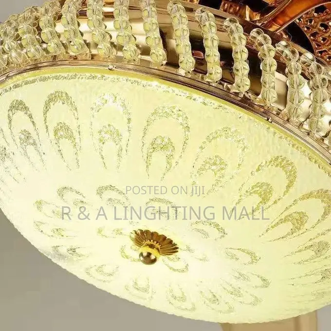 5 Blades Ceiling Fan-Lights + Remote Control - 30+24w - Gold