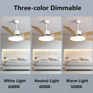 5 Blades Ceiling Fan-Lights - White/Wood