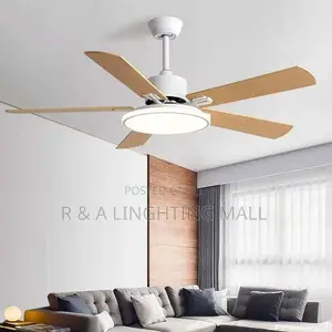 5 Blades Ceiling Fan-Lights - White/Wood