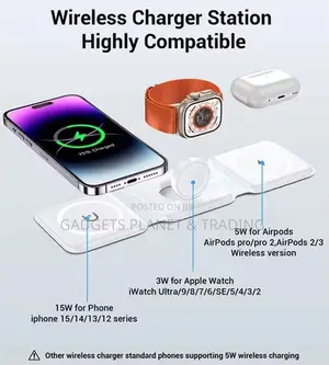 Foldable Super Fast Wireless 3in1 Charger for Apple Products