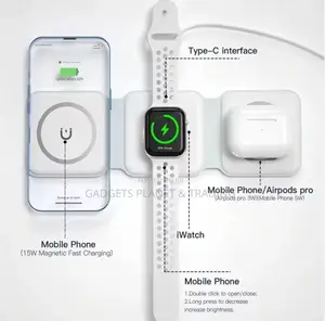 Foldable Super Fast Wireless 3in1 Charger for Apple Products