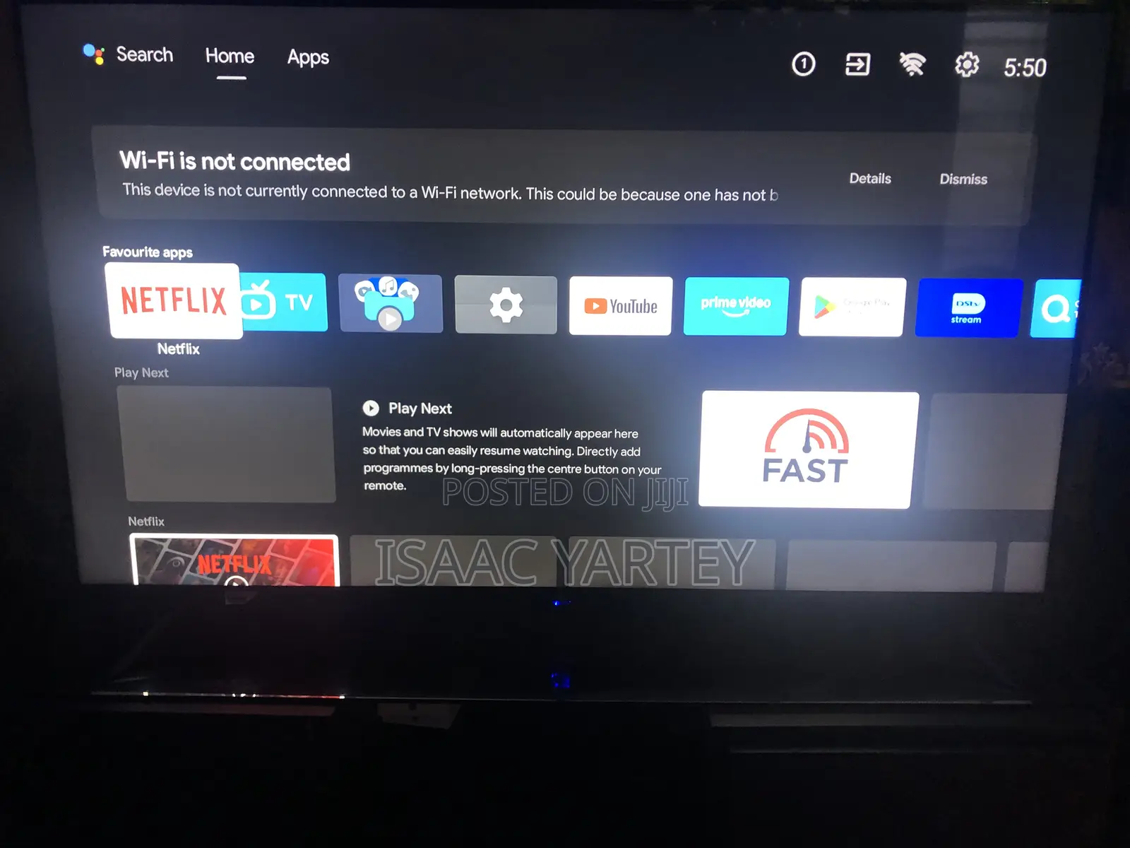 55” Itel Android Tv for Sell. Sliding Used With the Box With Speakers